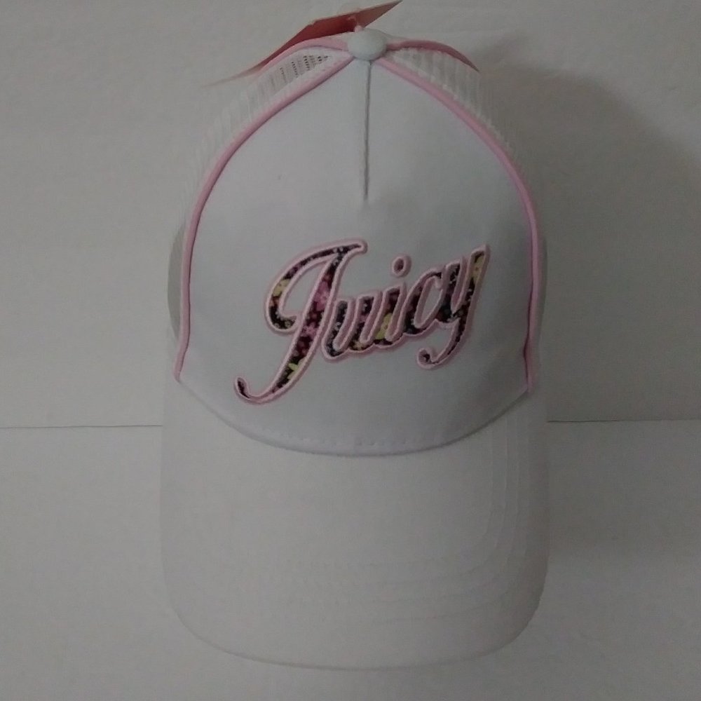 Juicy Couture Retro Trucker Hat Floral Embroidered Logo
